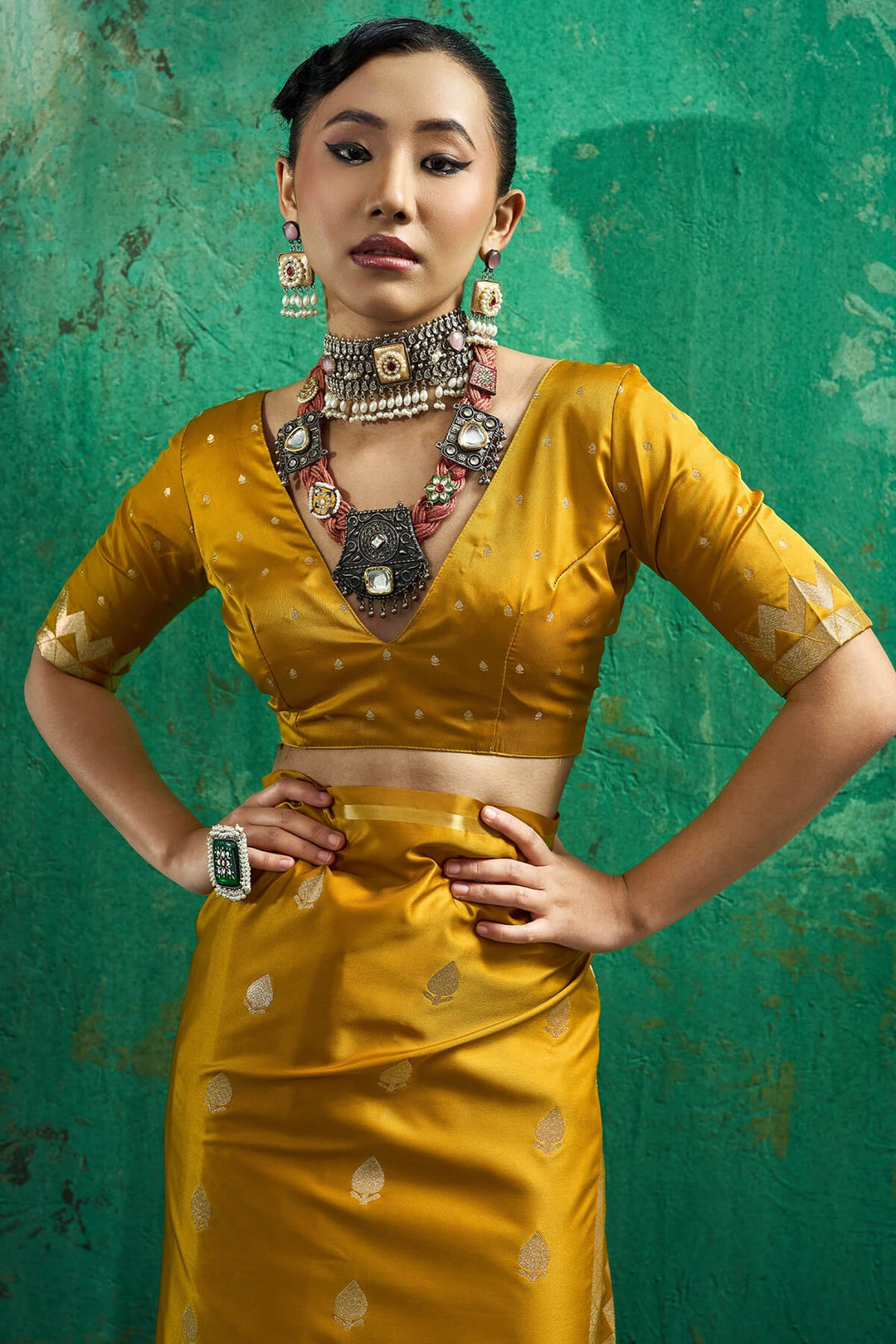 Pirate Gold Zari woven Banarasi Satin silk saree