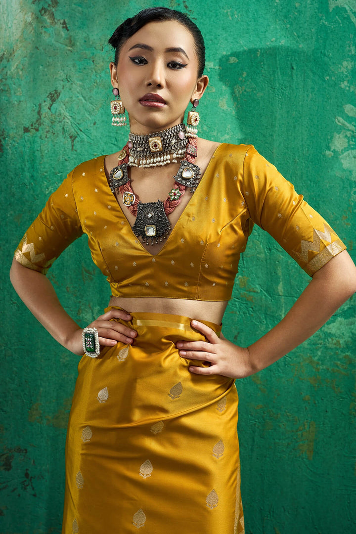 Pirate Gold Zari woven Banarasi Satin silk saree