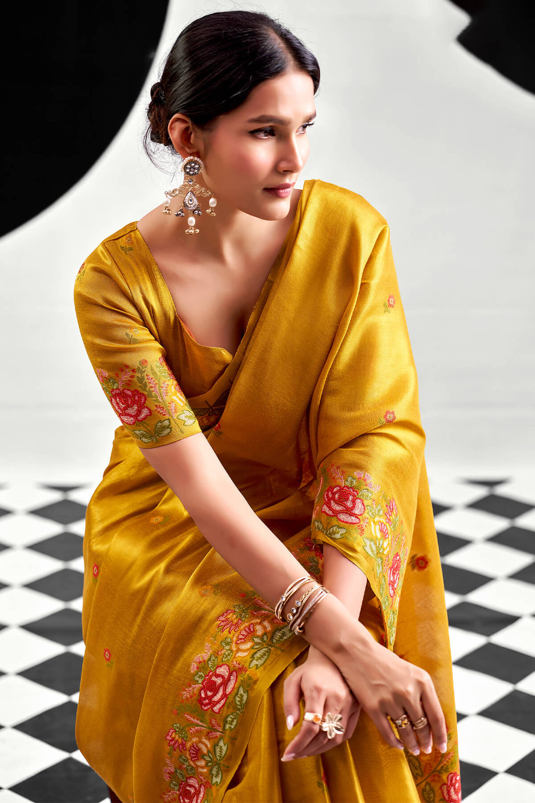 Pirate Gold Zari Woven Banarasi Tissue Silk Saree