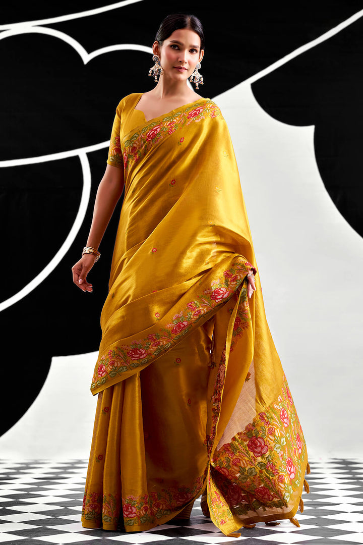 Pirate Gold Zari Woven Banarasi Tissue Silk Saree