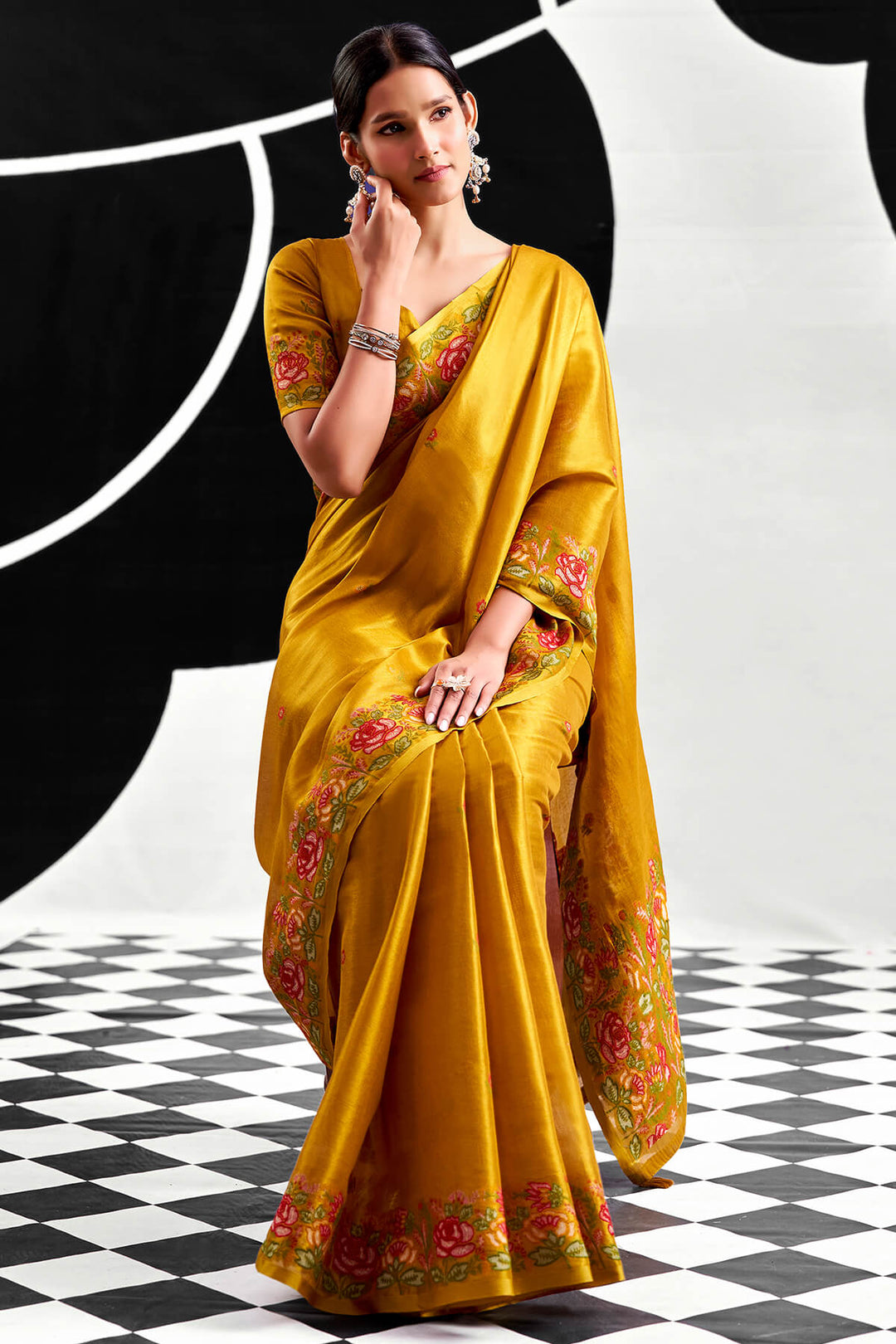 Pirate Gold Zari Woven Banarasi Tissue Silk Saree