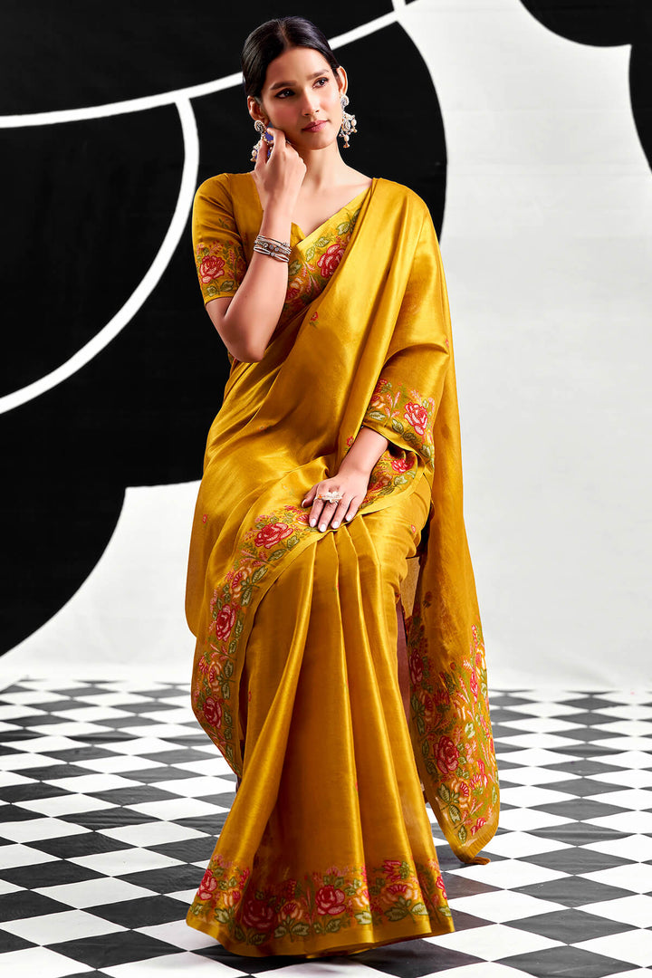 Pirate Gold Zari Woven Banarasi Tissue Silk Saree