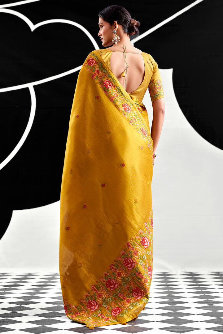 Pirate Gold Zari Woven Banarasi Tissue Silk Saree