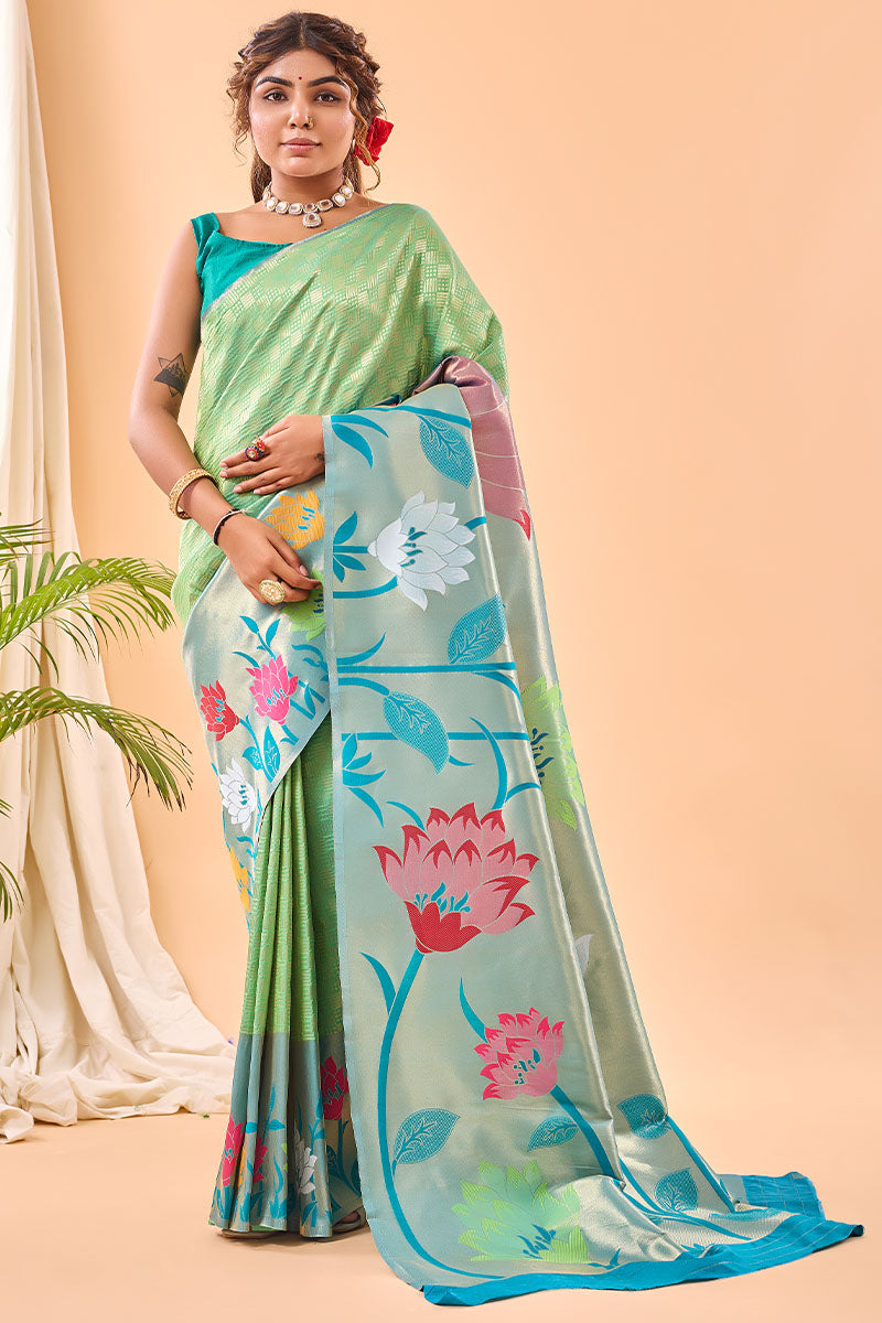 Pixie Green Paithani Silk Saree