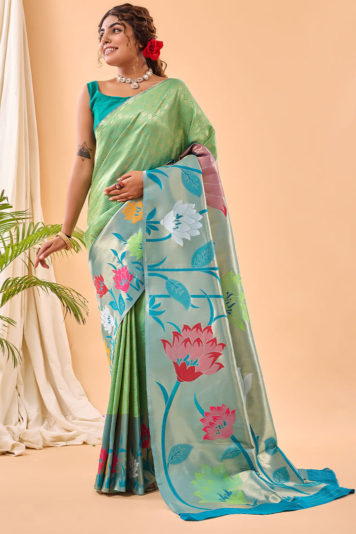 Pixie Green Paithani Silk Saree