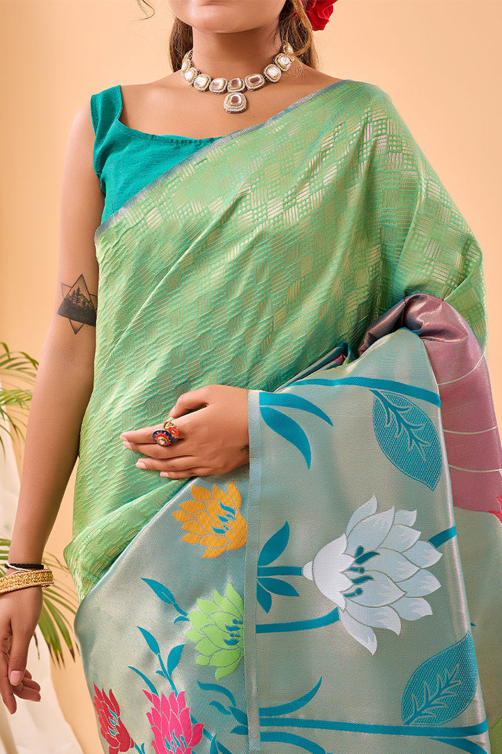 Pixie Green Paithani Silk Saree