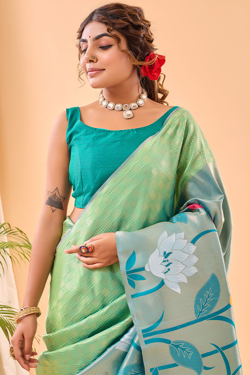 Pixie Green Paithani Silk Saree