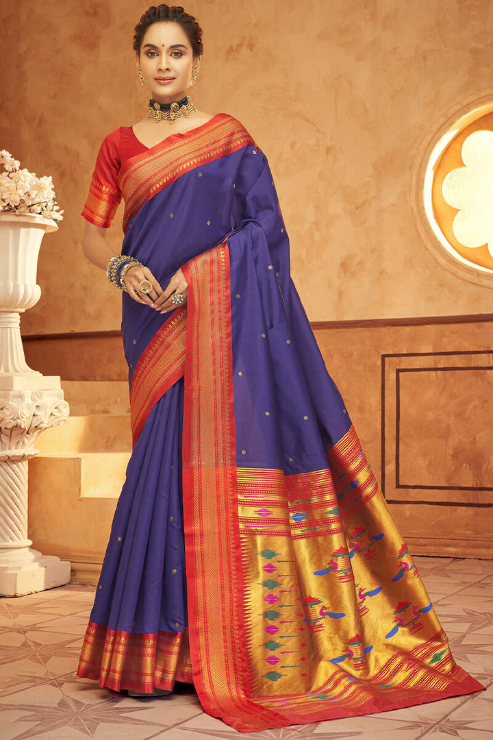 Plum Purple Paithani Silk Saree
