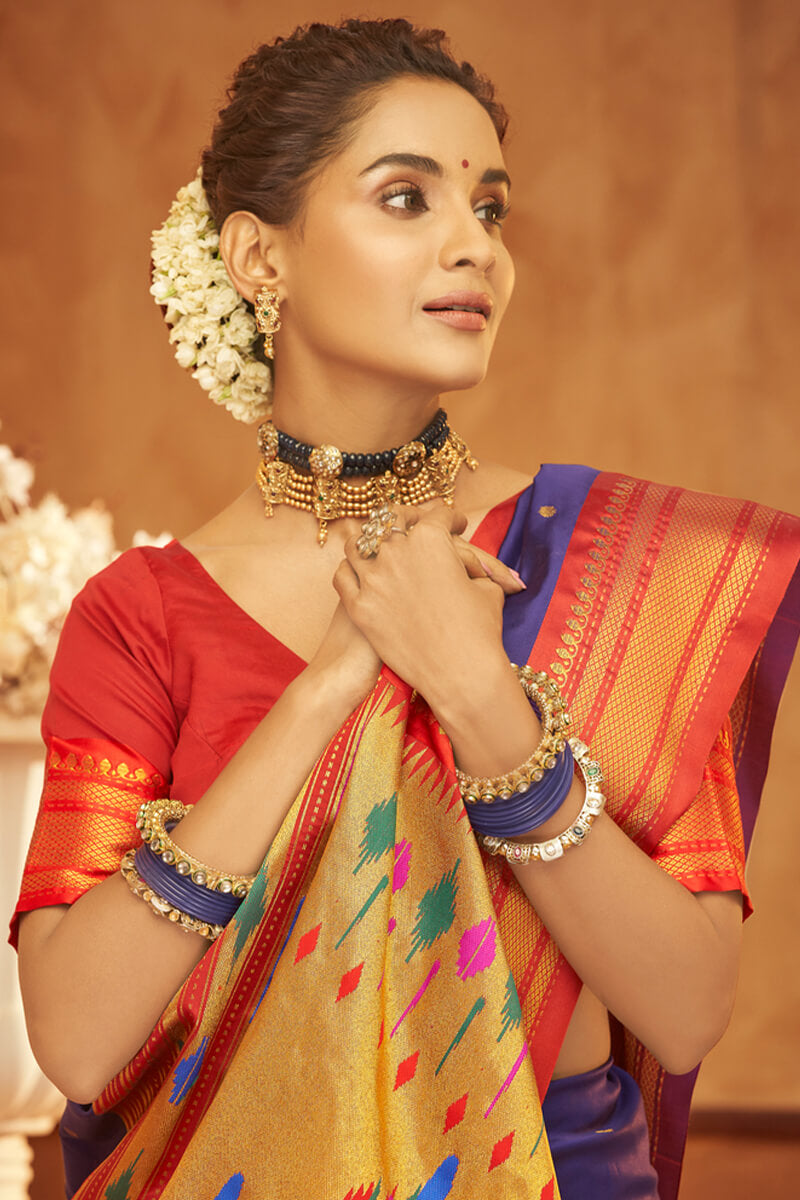Plum Purple Paithani Silk Saree