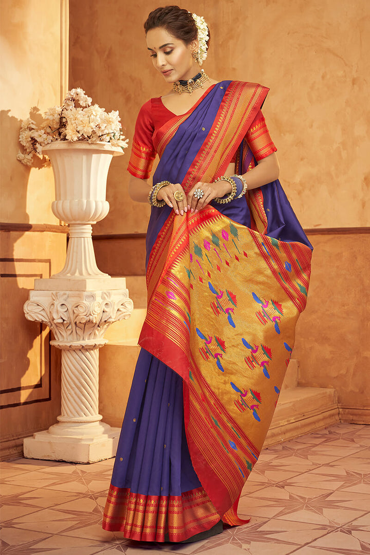 Plum Purple Paithani Silk Saree