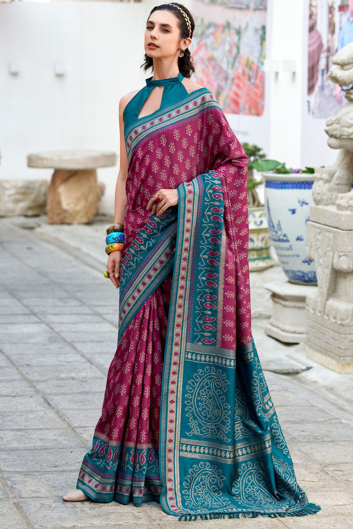 Plum Purple Soft Ikkat Silk Saree