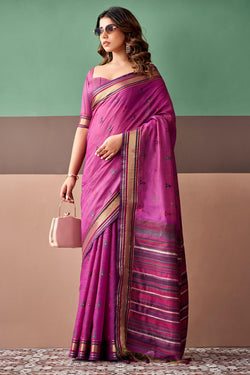 Purplish Pink Cotton Silk Saree