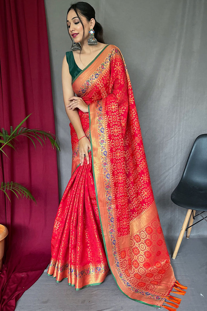 Radical Red Patola Silk Saree