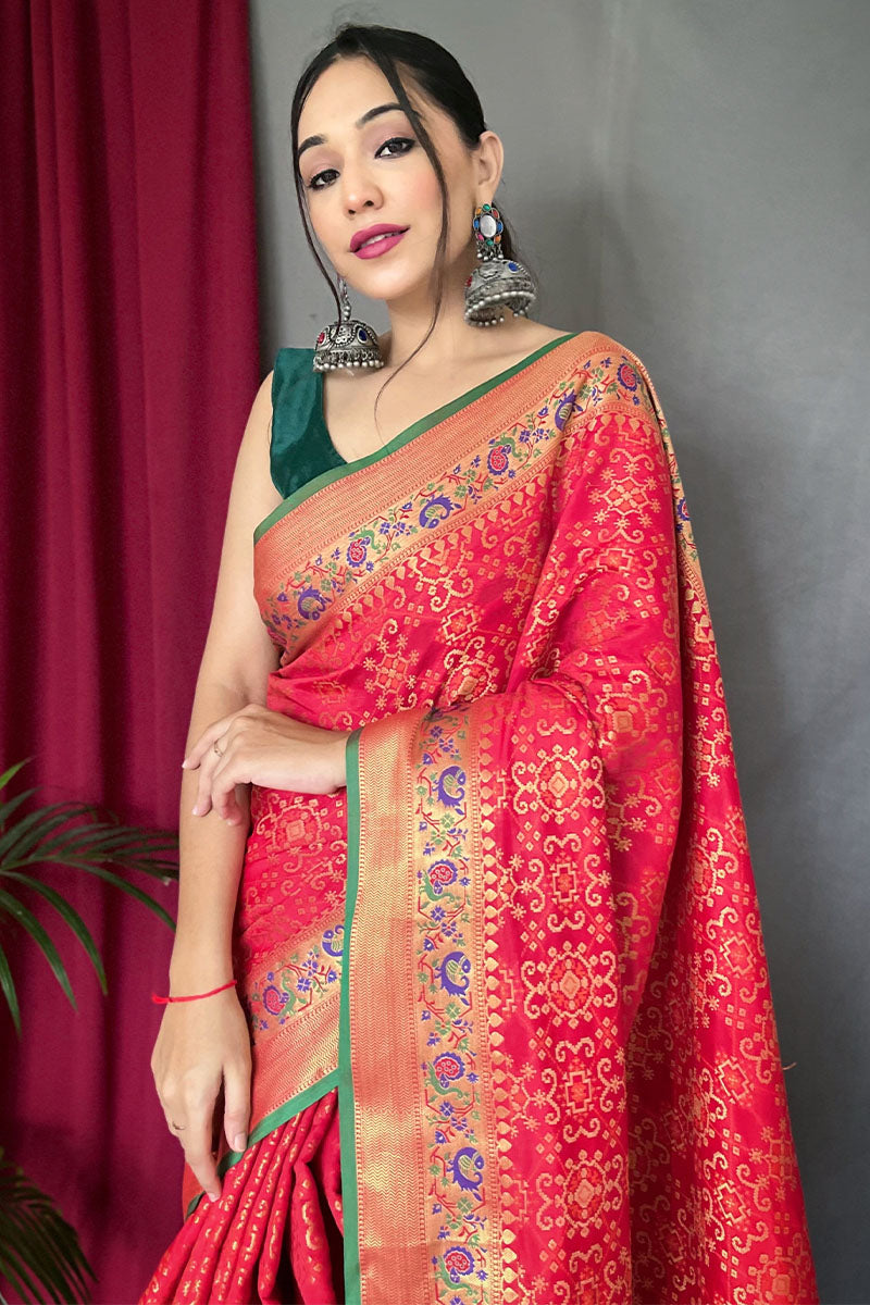 Radical Red Patola Silk Saree