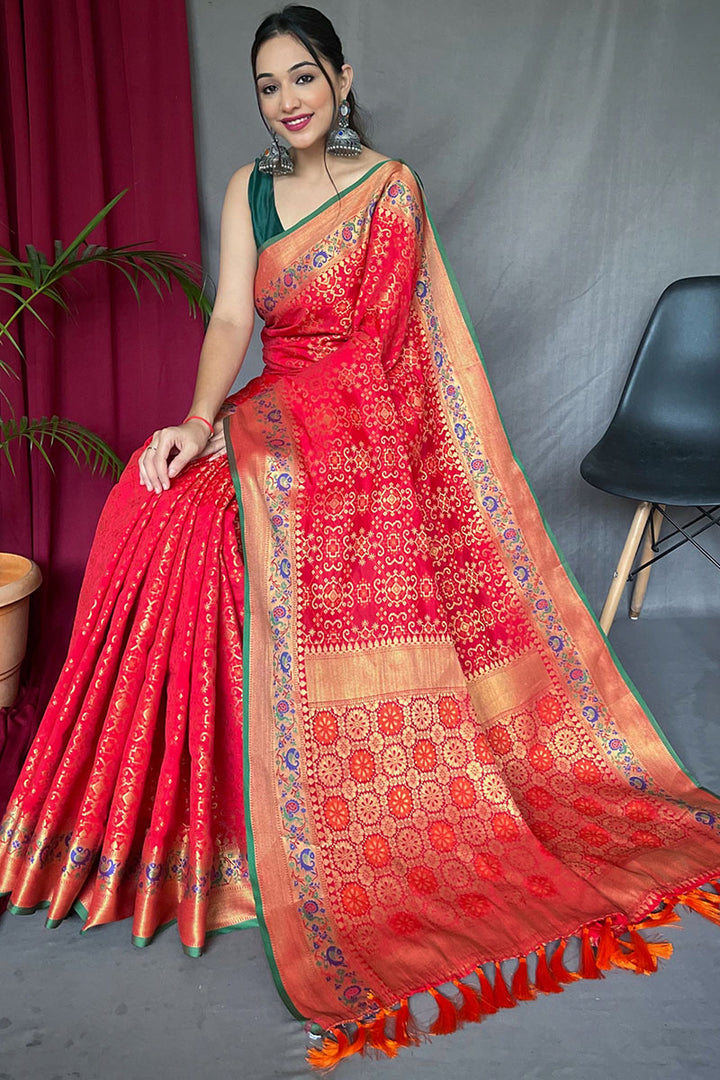 Radical Red Patola Silk Saree