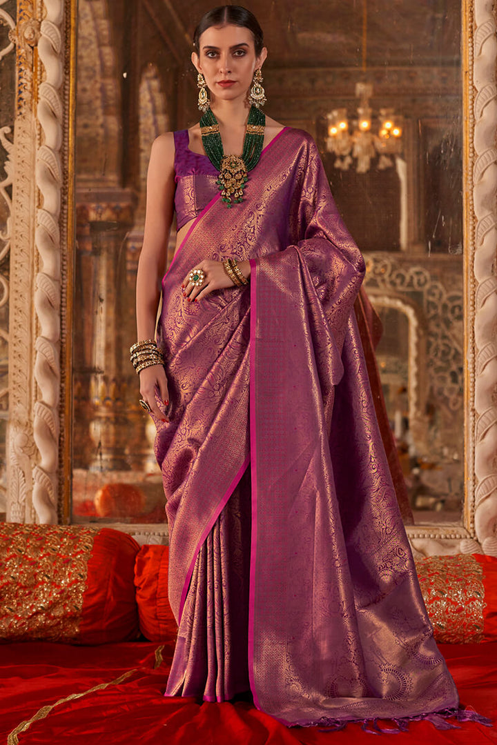 Raisin Purple Kanjivaram Saree