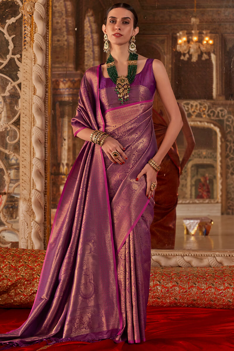 Raisin Purple Kanjivaram Saree