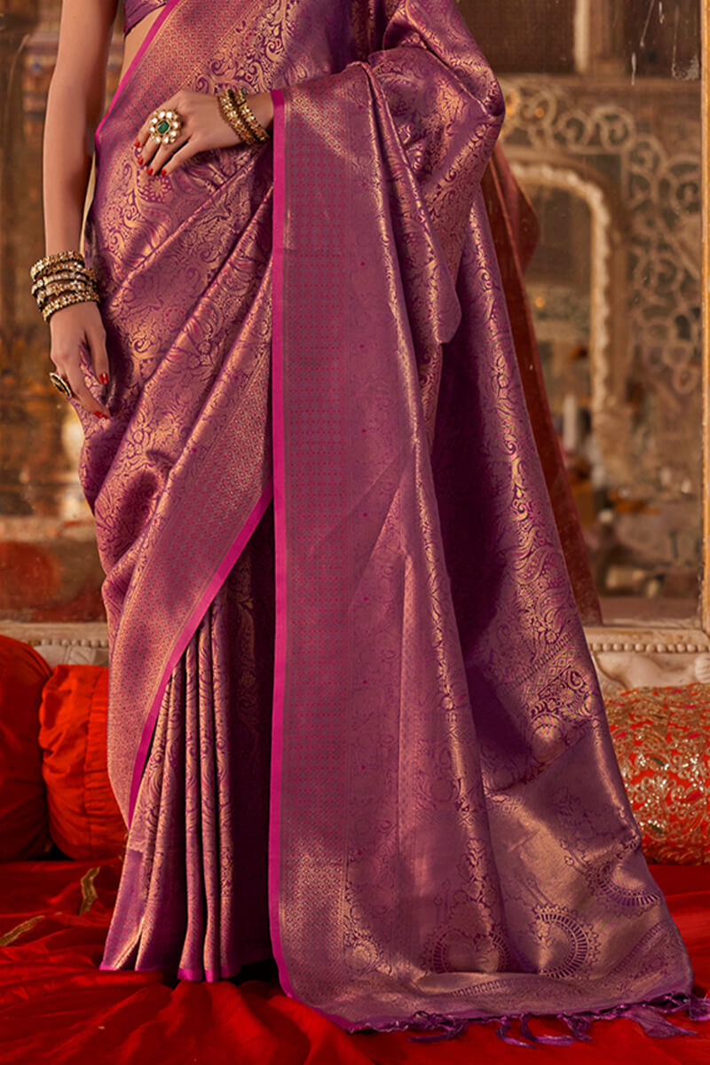 Raisin Purple Kanjivaram Saree