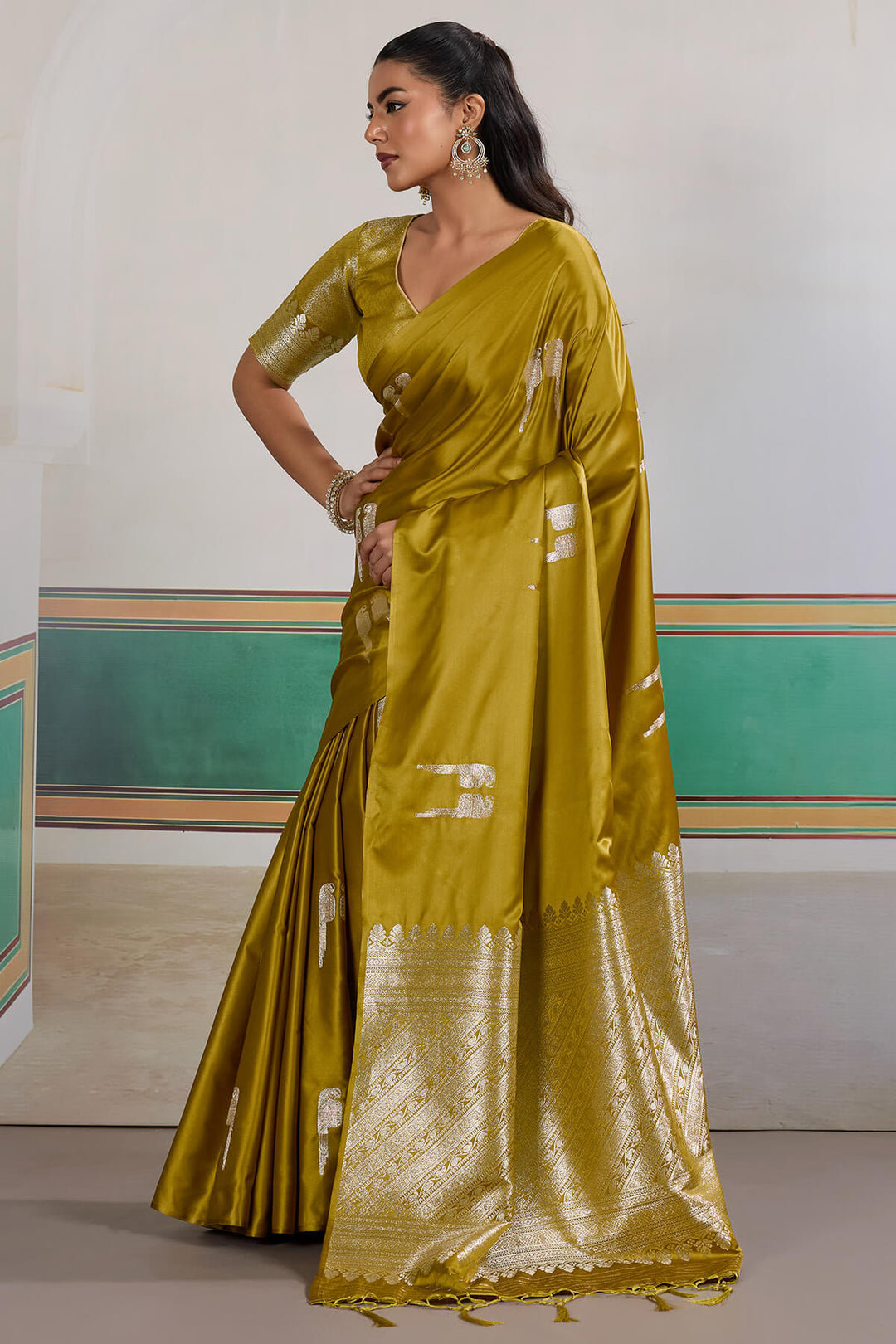 Reef Gold Banarasi Satin Silk Saree