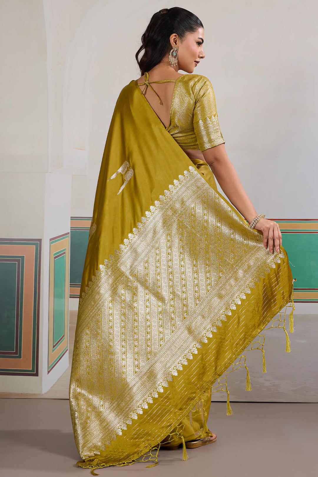Reef Gold Banarasi Satin Silk Saree