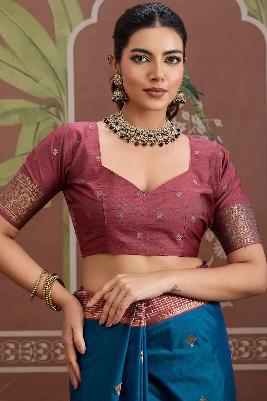 Regal Blue Banarasi Tussar Silk Saree