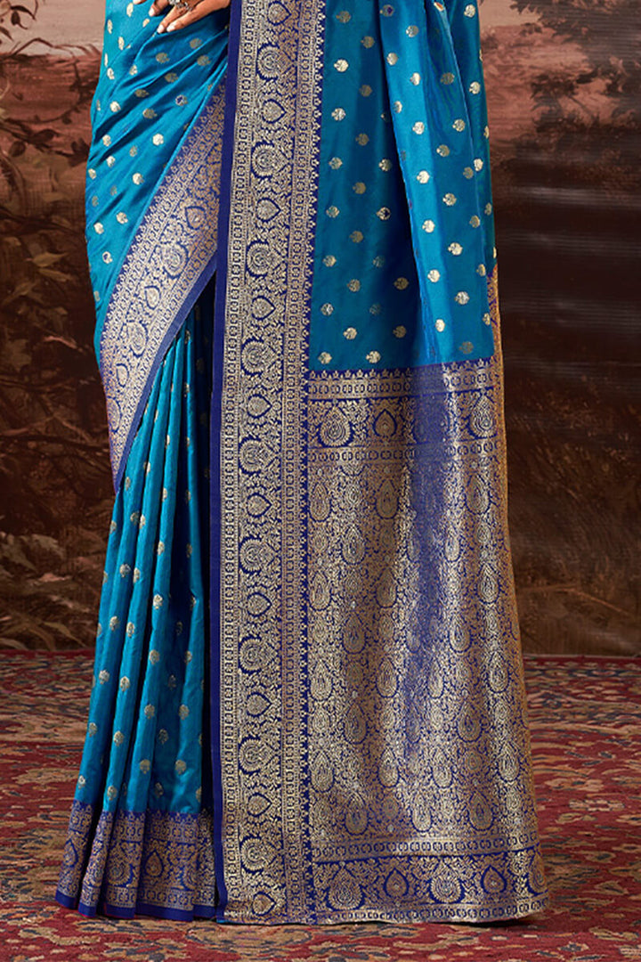 Regal Blue Zari Woven Soft Banarasi Silk Saree