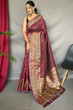 Rich Maroon Banarasi Silk Saree