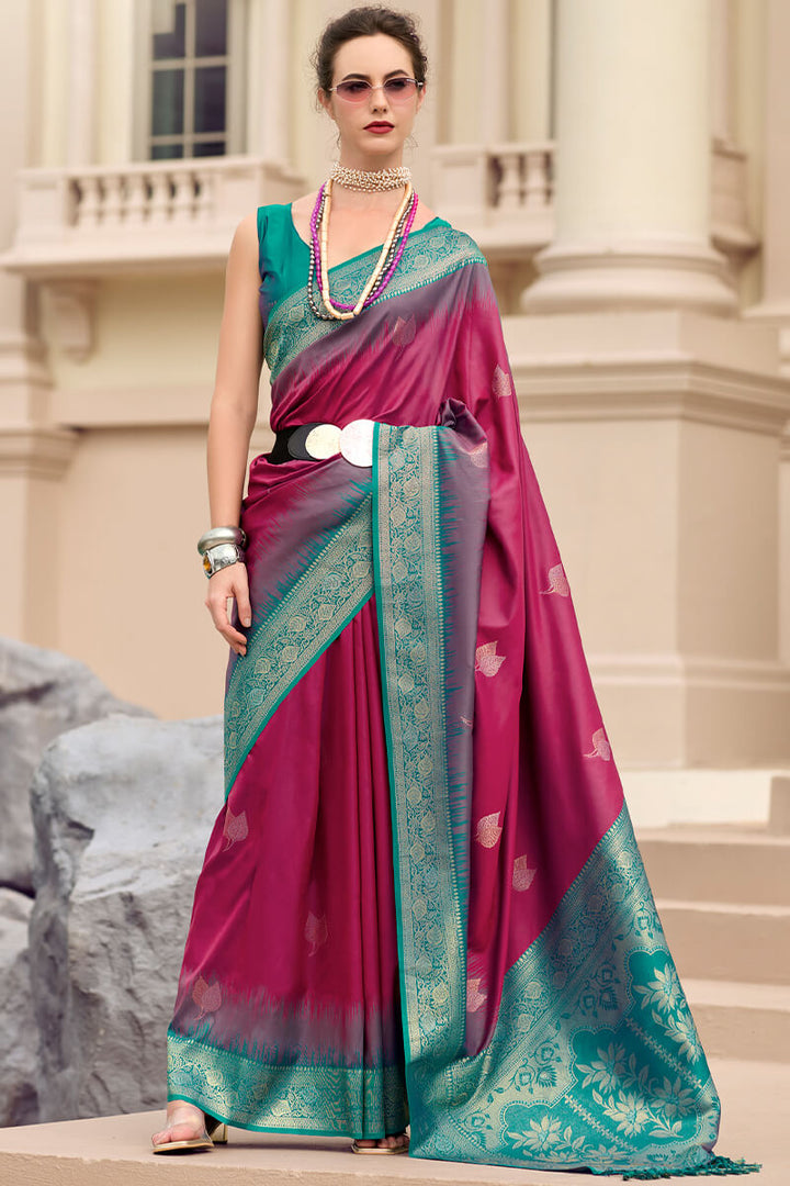 Rich Maroon Zari Woven Banarasi Silk Saree