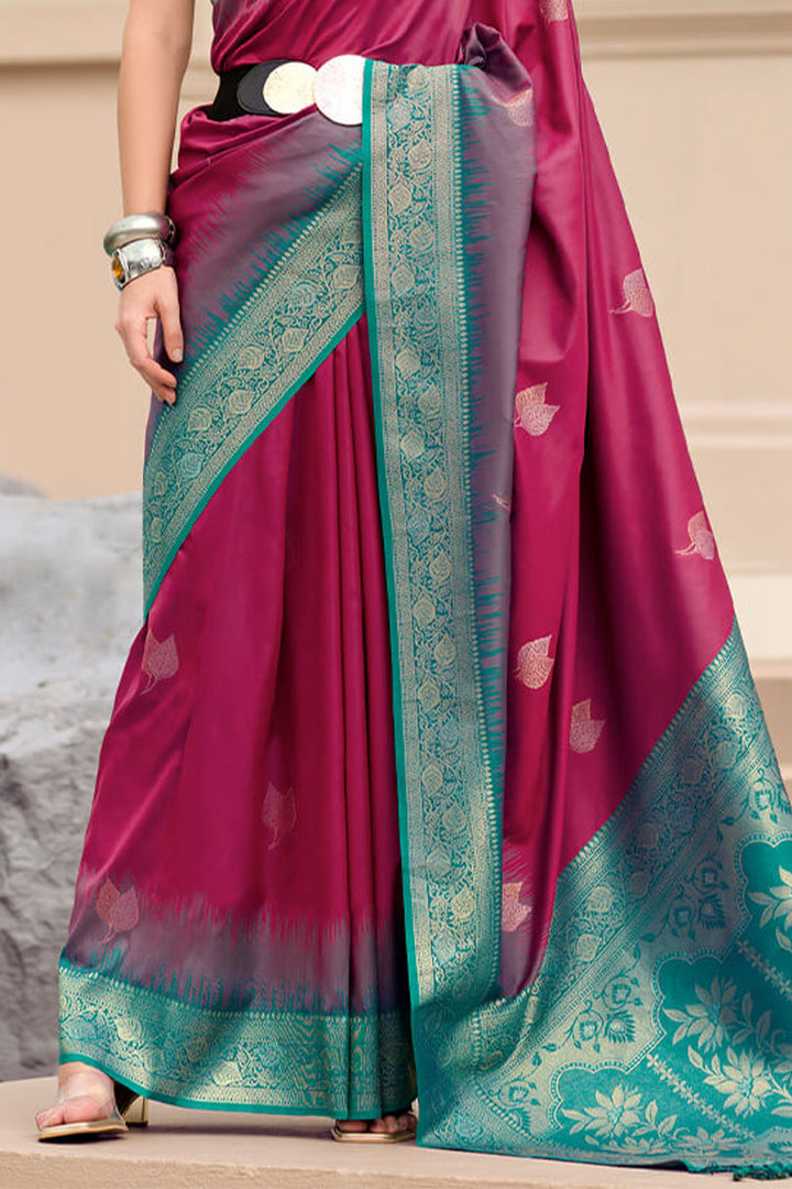 Rich Maroon Zari Woven Banarasi Silk Saree