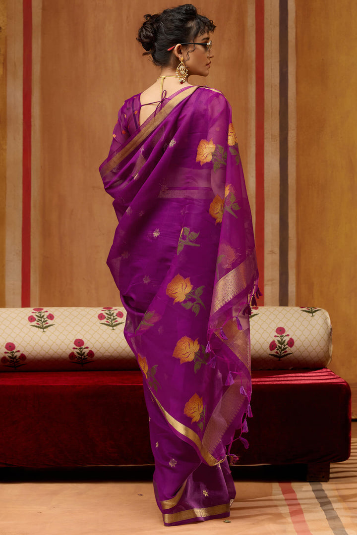 Rich Purple Handloom Munga Cotton Saree