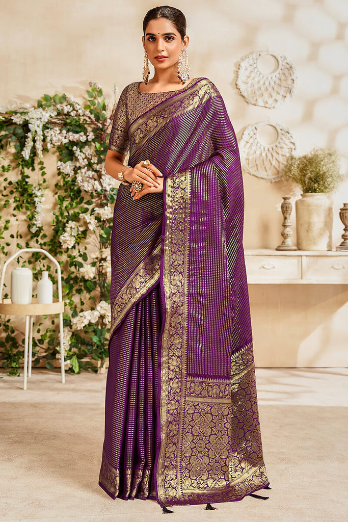 Rich Purple Soft Banarasi Silk Saree