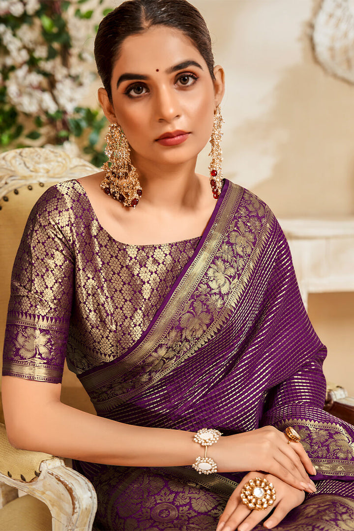 Rich Purple Soft Banarasi Silk Saree