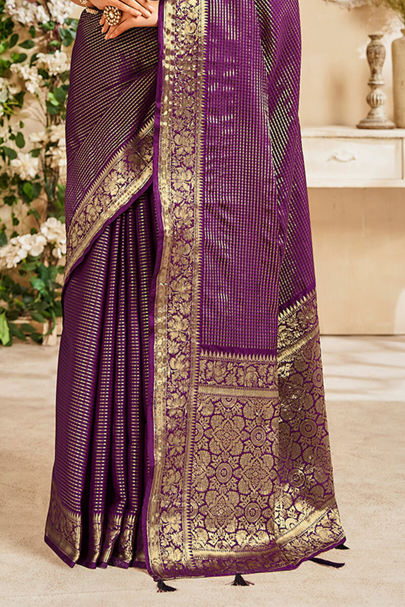 Rich Purple Soft Banarasi Silk Saree