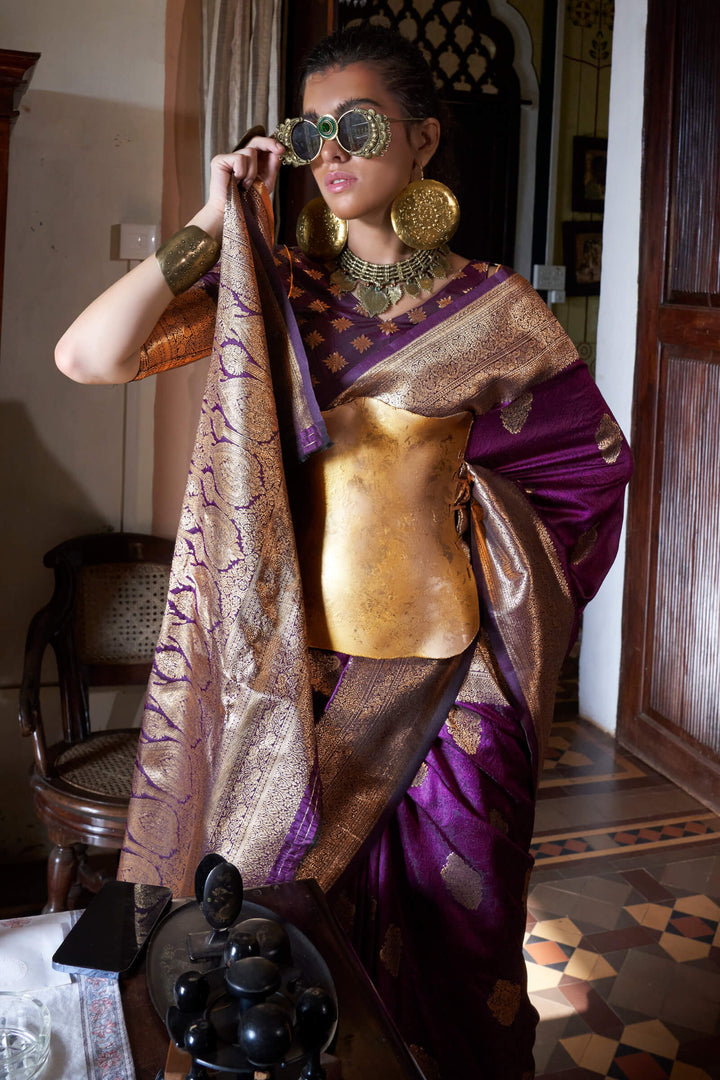 Rich Purple Two tone Banarasi Silk Saree