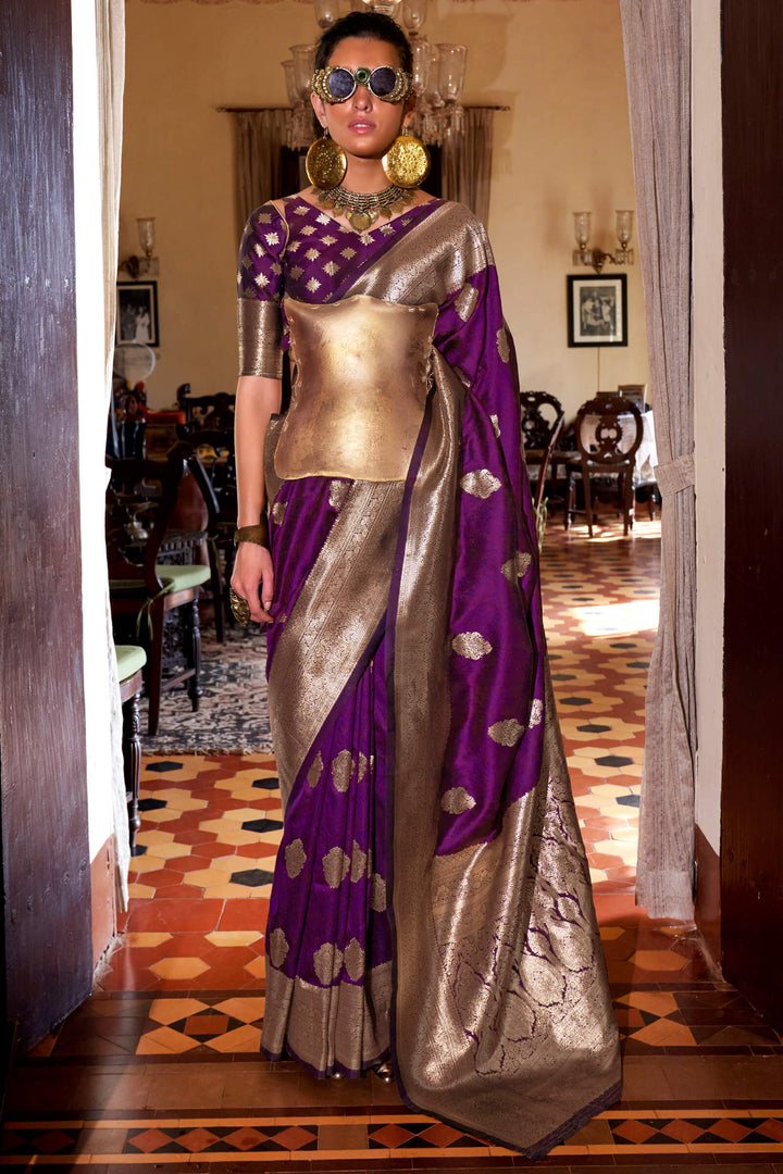 Rich Purple Two tone Banarasi Silk Saree