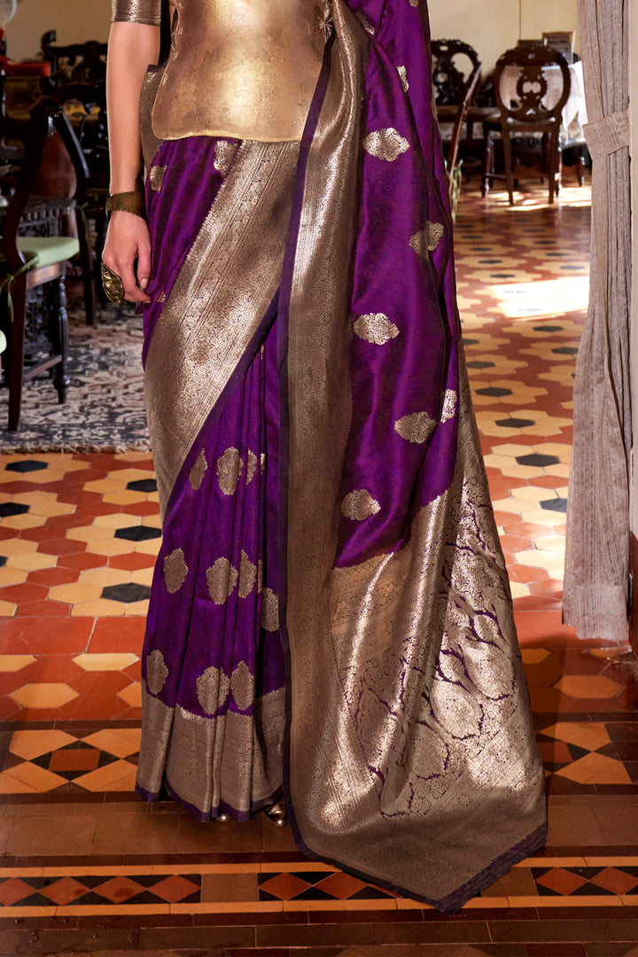 Rich Purple Two tone Banarasi Silk Saree