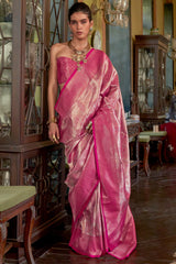 Rose Pink Kanjivaram Silk Saree