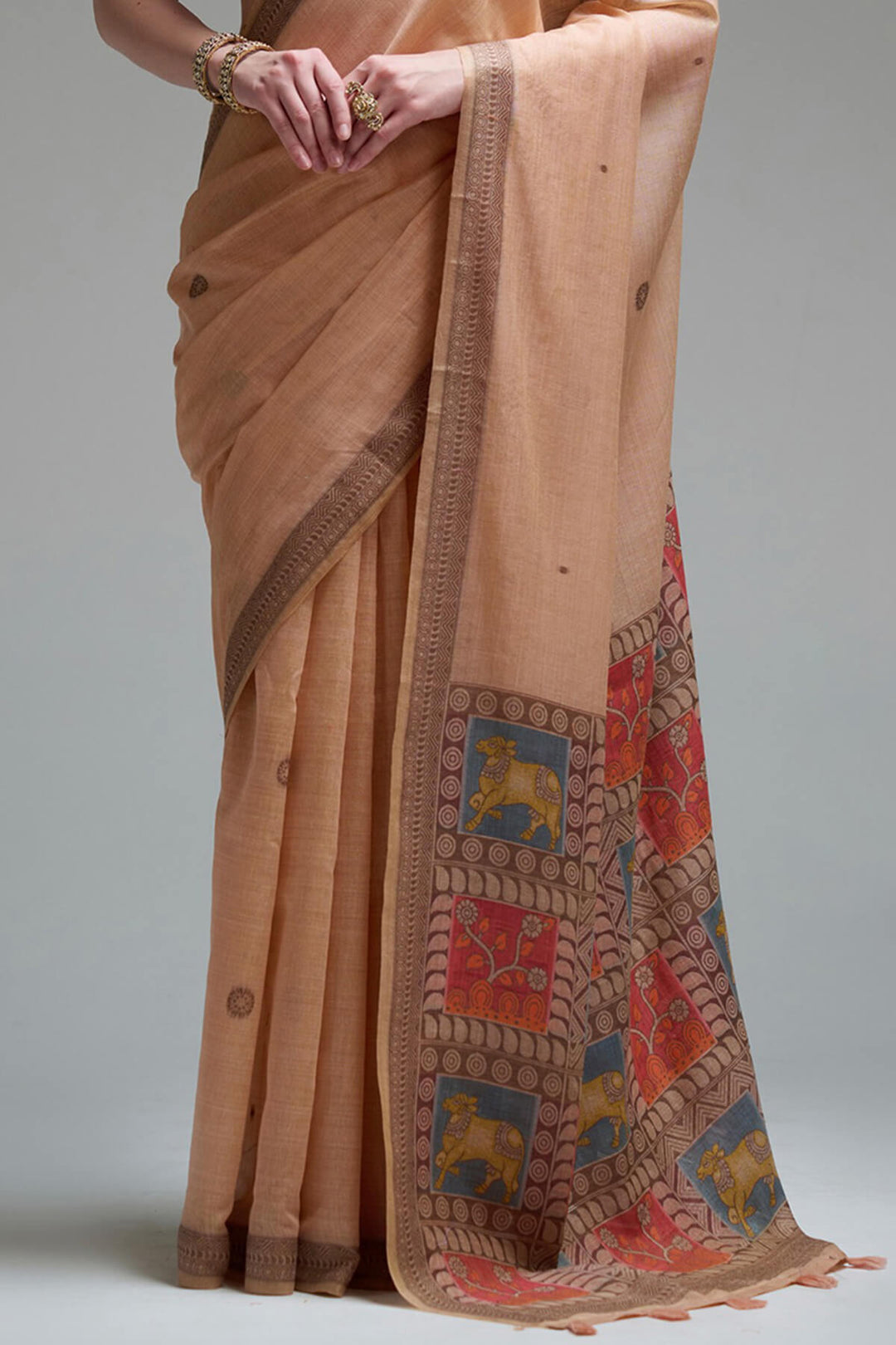 Rosy Brown Jamdani Cotton Silk Saree