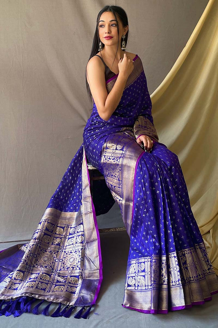 Royal Blue Banarasi Silk Saree