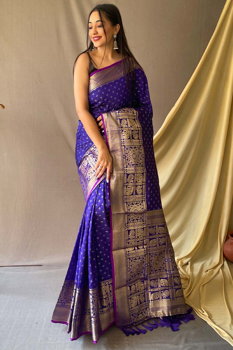 Royal Blue Banarasi Silk Saree