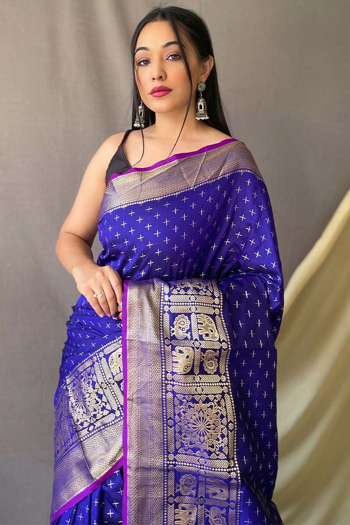 Royal Blue Banarasi Silk Saree