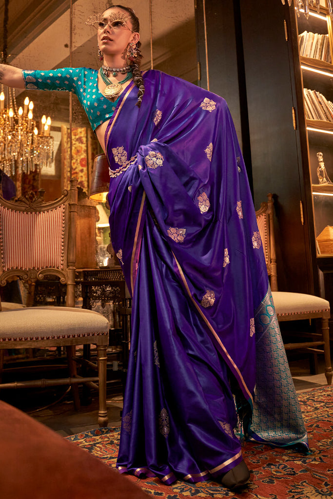 Royal Purple Banarasi Satin Silk Saree