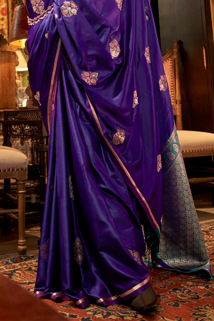 Royal Purple Banarasi Satin Silk Saree