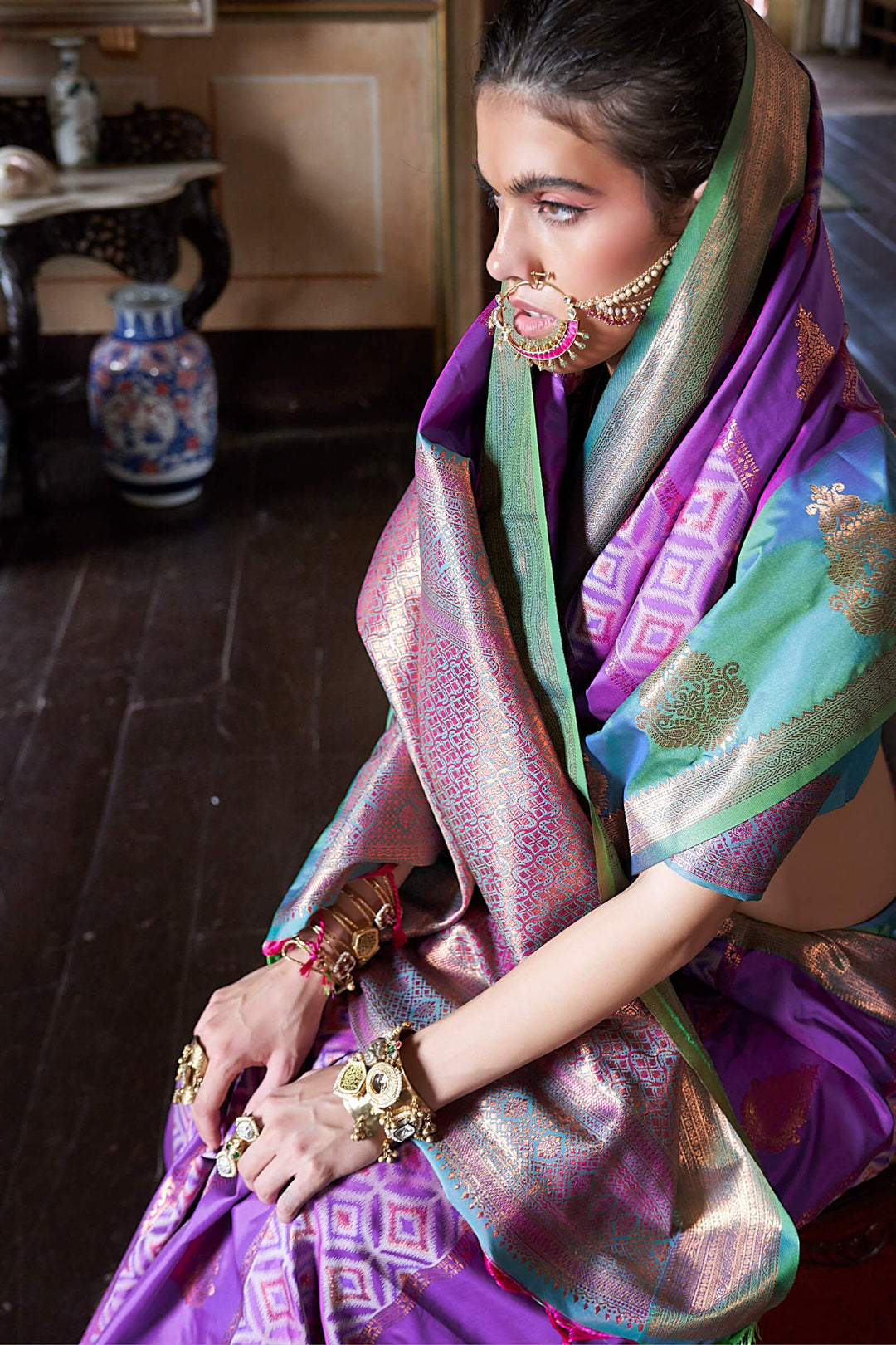 Royal Purple Banarasi Silk Saree
