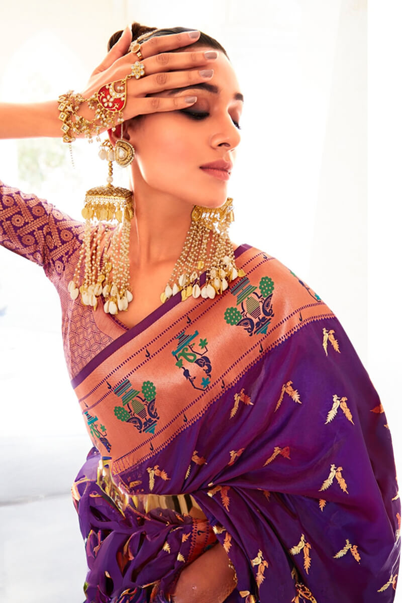 Royal Purple Paithani Silk Saree