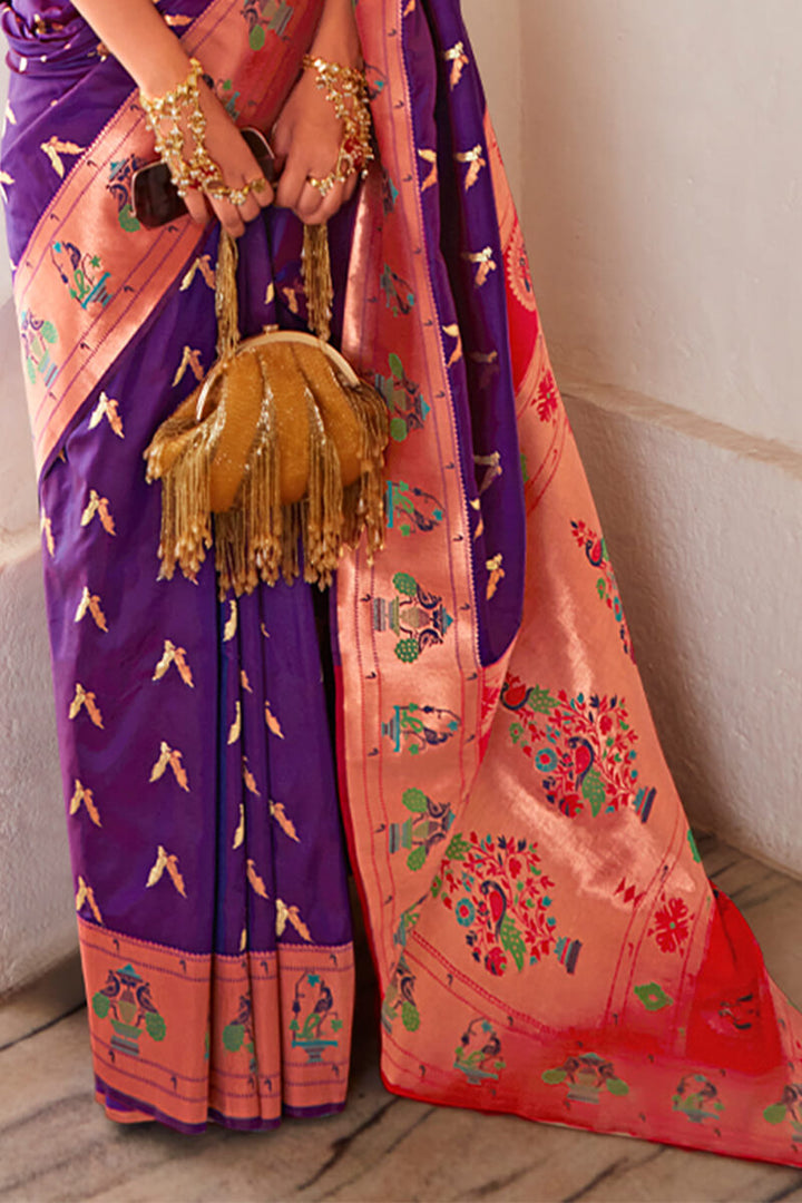 Royal Purple Paithani Silk Saree
