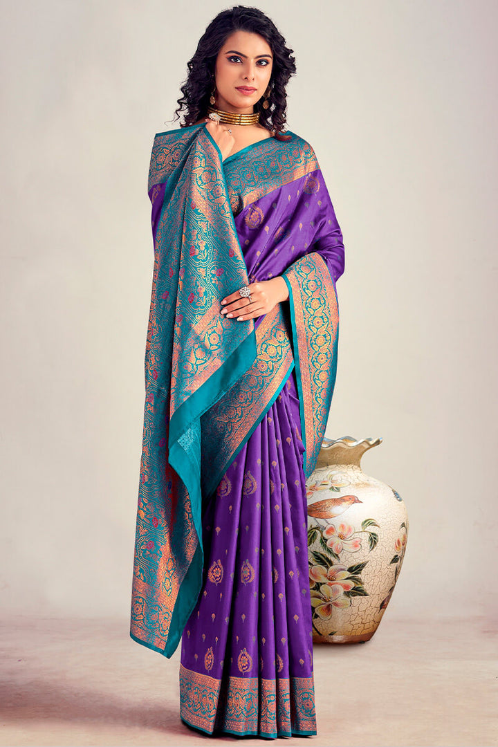 Royal Purple Soft Banarasi Silk Saree