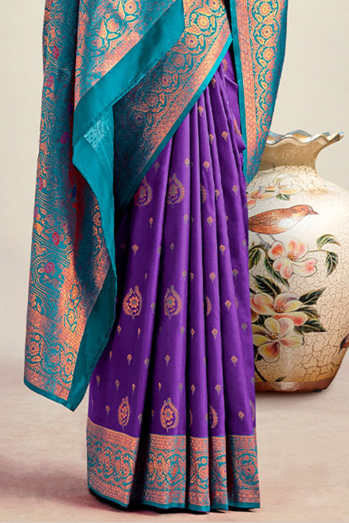 Royal Purple Soft Banarasi Silk Saree