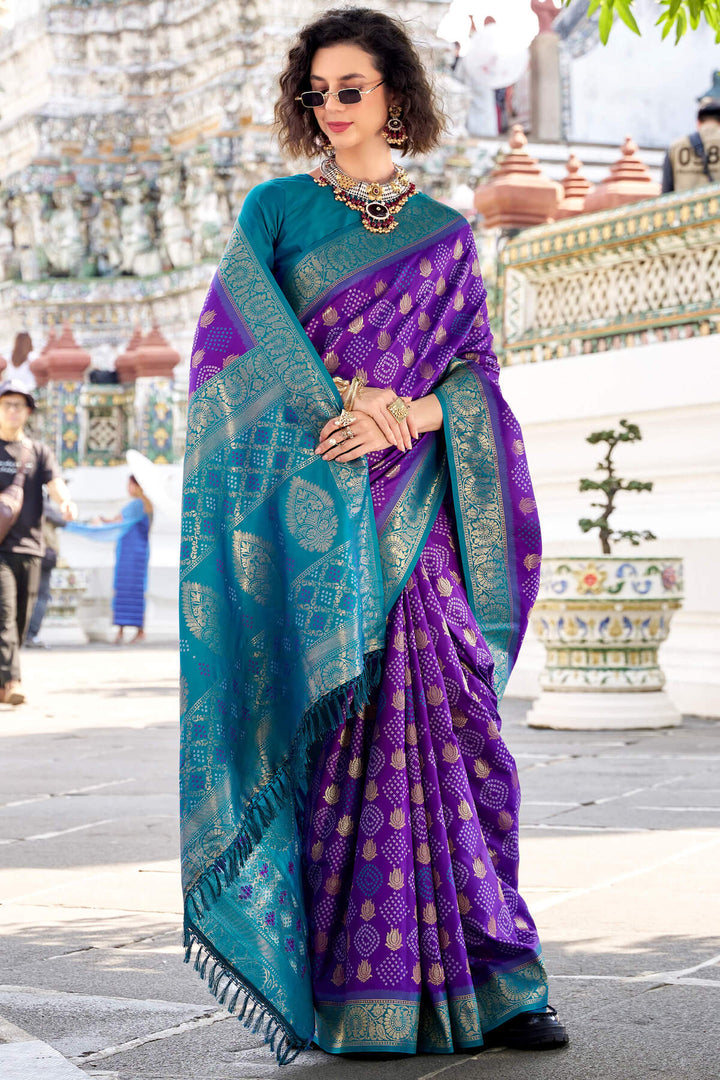 Royal Purple Zari Woven Soft Silk Saree