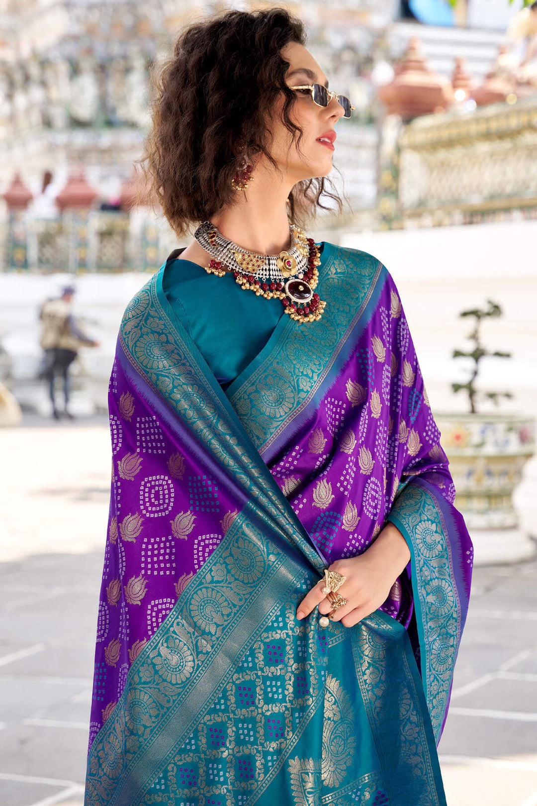 Royal Purple Zari Woven Soft Silk Saree